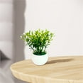 thumbnail image 5 of Small Artificial Potted Plants - Faux Green Greenery in White Plastic Pots for Desk, Shelf, Bathroom, and Home Office Decor, 5 of 7