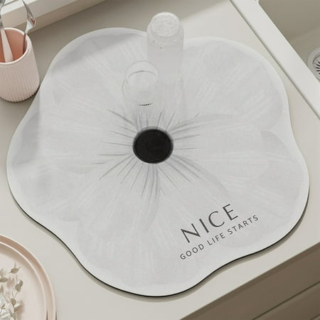 

Riapawel Cartoon Diatom Mud Kitchen Countertop Drain Pad Flower Toilet Vanity Pad Faucet Splash Absorbent Pad