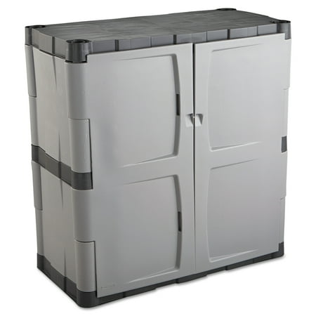 Rubbermaid Double-Door Storage Cabinet - Base  36 W x 18 D x 37 H  Gray/Black
