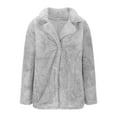 thumbnail image 3 of Lovskoo Womens Fuzzy Fleece Jacket Casual Pocket Long Sleeve Notch Lapel Plush Jacket Gray, 3 of 6