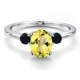 thumbnail image 3 of Gem Stone King 14K White Gold Canary Mystic Topaz and Black Onyx Engagement Ring for Women | 1.76 Cttw | Oval 8X6MM | Gemstone November Birthstone | Size 9, 3 of 6