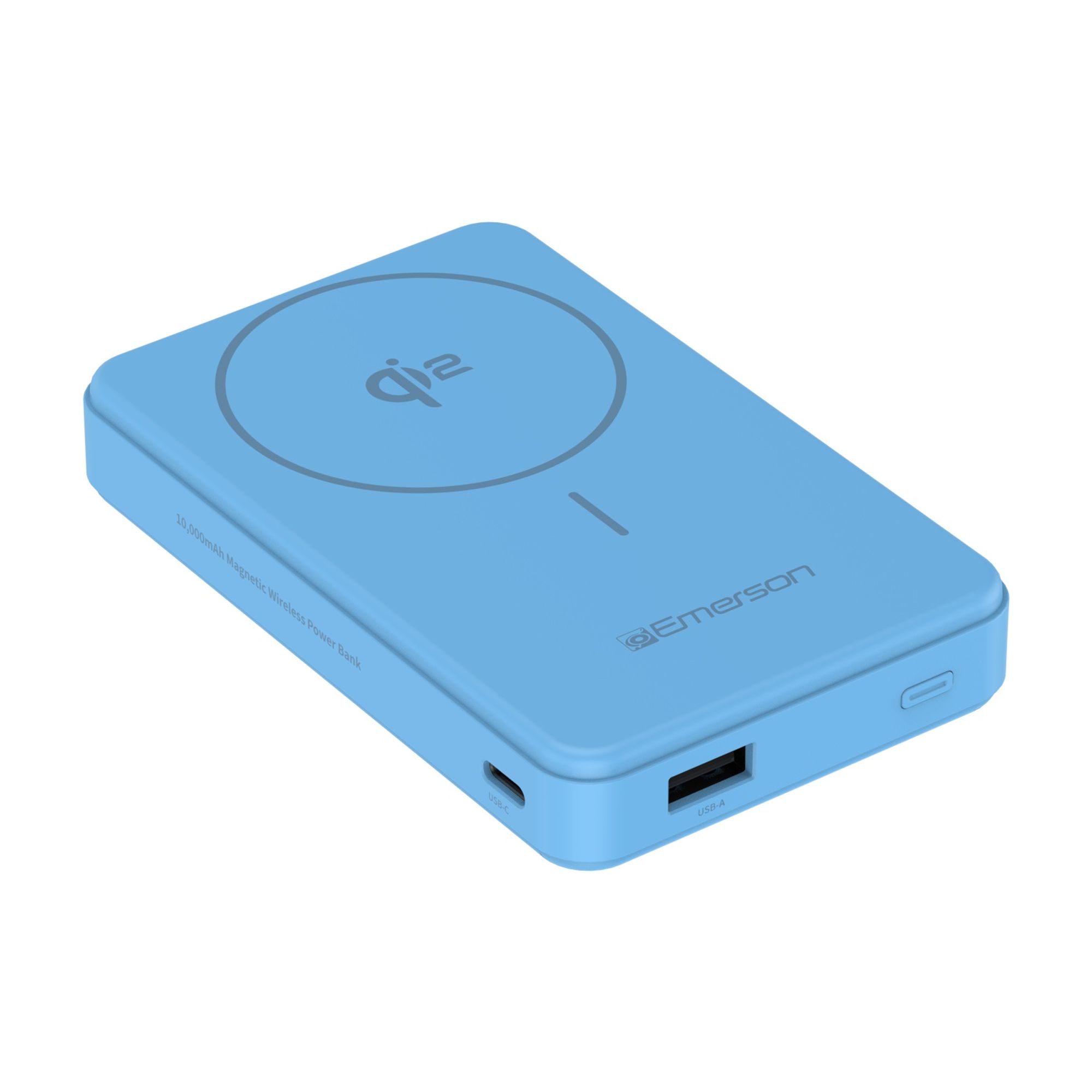 Emerson Power Bank with 15W Qi2 Magnetic Wireless Charging and 20W Wired Output Charging, Blue - PBW1010U