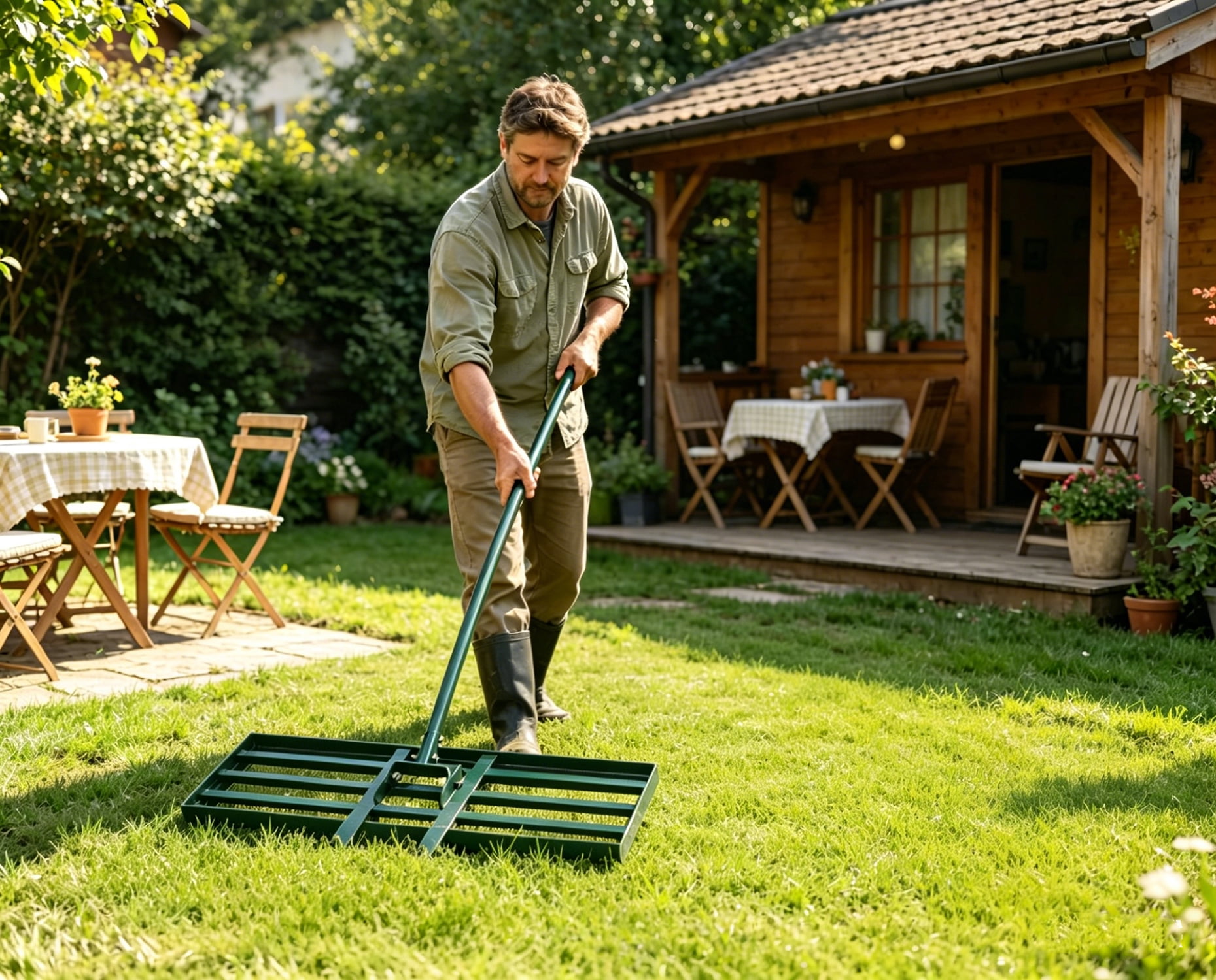 BN-LINK Lawn Leveling Rake, 30"x10" Leveler Plate, Yard Leveling Rake with Ergonomic Adjustable Handle,Soil Level Tool for Garden,Ground,Backyard,Farm,Green