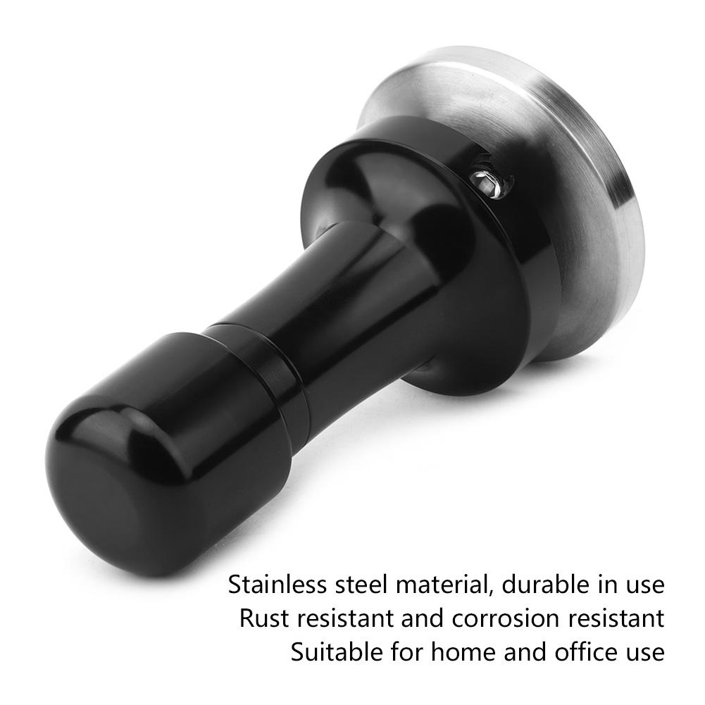 Coffee Tamper,58mm Stainless Steel Coffee Tamper Spring Adjustable Pressure Coffee Powder Tamping Tool Black
