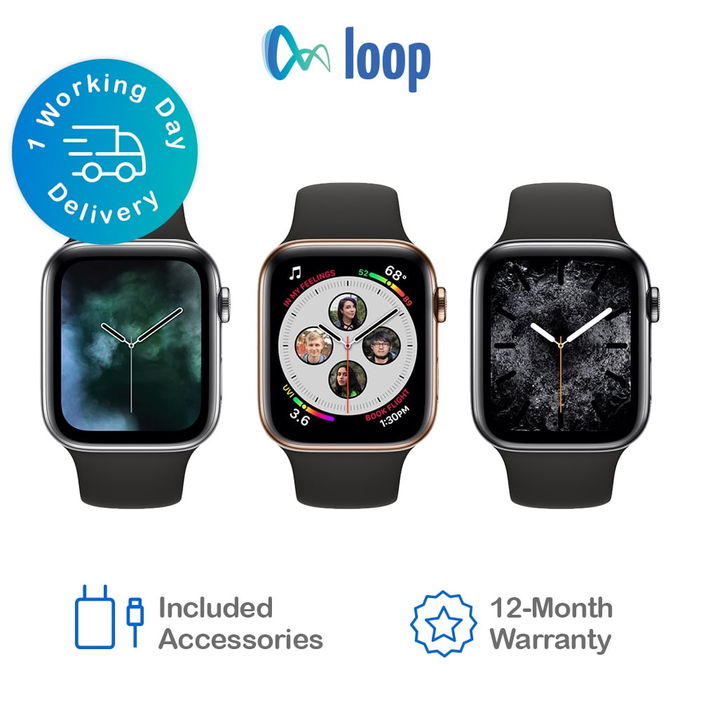 Restored Apple Watch Gen 4 Series 4 44mm Space Gray Aluminum - Black Sport Band 3E068LL/A (Refurbished)