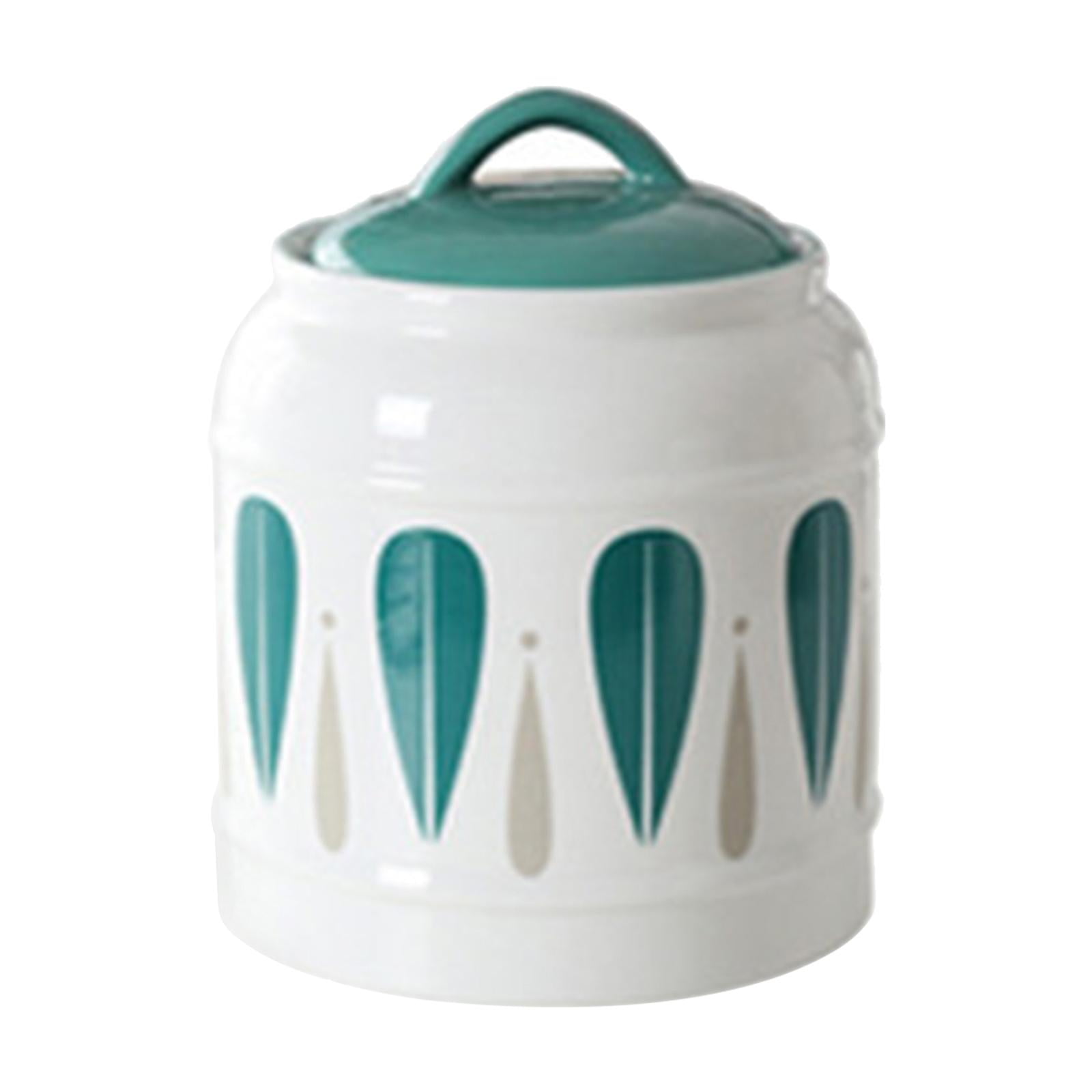 Ceramic Jar with Airtight Lid Food Storage Jar Porcelain Dry Food Container Tea Canister Pet Treat Storage Container for Rice 17cmx20cm