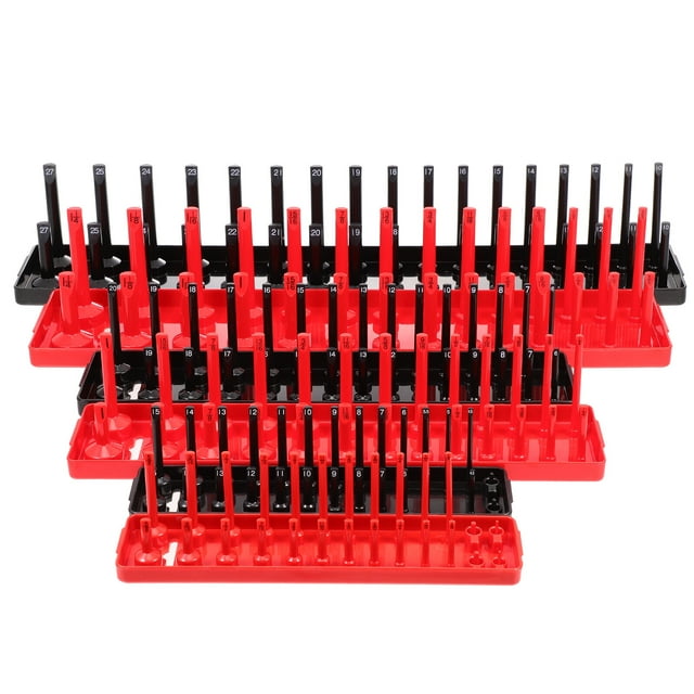 KAKOWELY 6pcs Socket Organizer Tray Set Socket Storage Holder 1/4-Inch 3/8-Inch 1/2-Inch Socket Holders,20.28X"X3.54"X3.54"