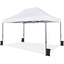 Topeakmart 15x10ft Commercial Canopy Outdoor Tent Metal Frame Canopy for Commercial Market Party, White