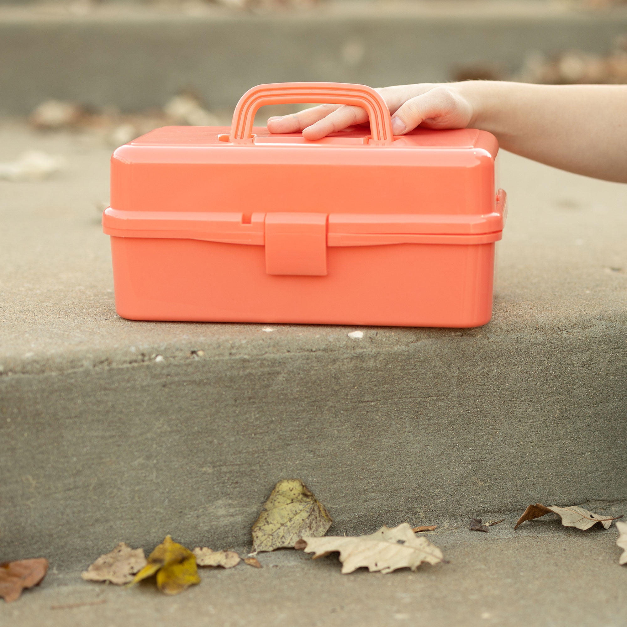 Everything Mary 3-Layer Storage Box, Coral - Foldable & Portable Tool Box for Art & Craft Supply