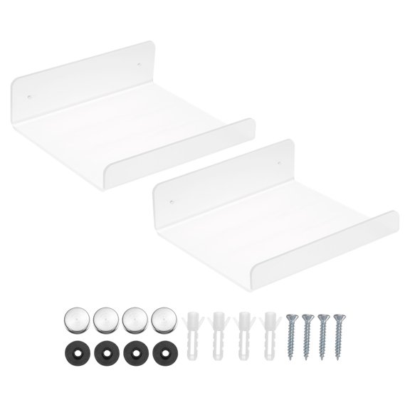 Uxcell Acrylic Floating Shelf 7.87 x 7.87 Inch Floating Wall Mounted Shelves, Transparent 2 Pack