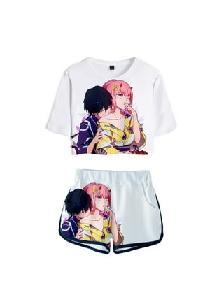 Anime Darling In The Franxx Short Sleeve T-shirt + Shorts Zero Two Cosplay  Costumes Two Piece Set Men Women Summer Streetwear Casual Two Pieces