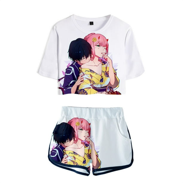 3D Darling in the Franxx Anime Crop Top and Shorts Tracksuits for Women  Girls 