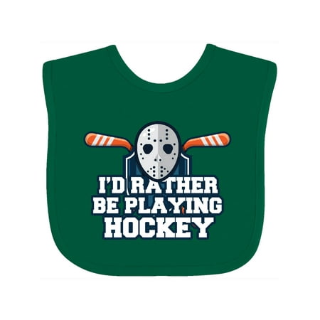 

Inktastic I d Rather Be Playing Hockey Gift Baby Boy or Baby Girl Bib