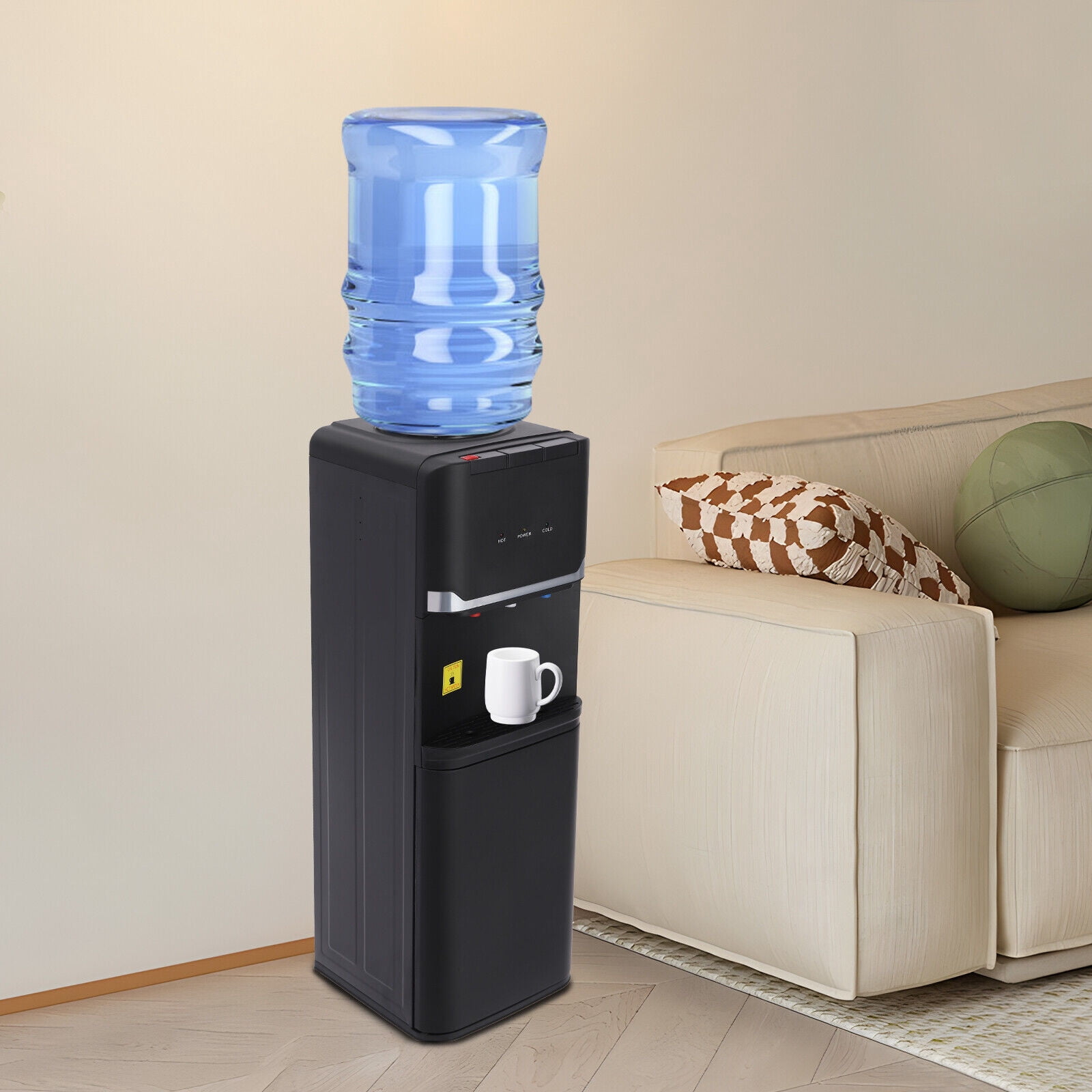 Modern Top Loading Water Dispenser, Hot & Cold & Warm Water Dispenser, for Home Office Black