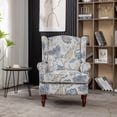 thumbnail image 2 of S-HOME Accent Chair with Retro Wood Legs, Floral Design Upholstered Armchair for Living Room Office and Bedroom Comfort, 2 of 12