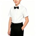 thumbnail image 6 of LEKWK Boys Formal Suit Set 3 Piece Kids Short Sleeve White Shirt with Bow Tie and Black Dress Pants Toddler Tuxedo Outfit for Graduation Wedding Performance, 6 of 6
