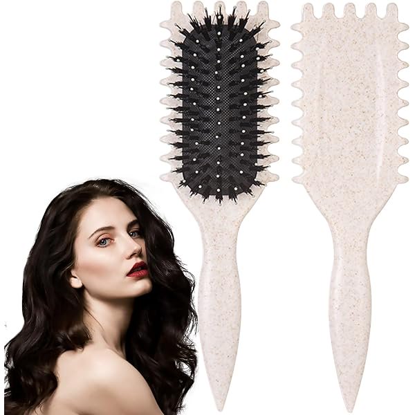 wonima44 1 PCS Curl Defining Brush, Curl Hair Brush, for Combing and Shaping Men's and Women's Curls to Reduce Pulling (Beige)