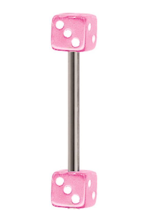 Designer Stainless Steel Sgss Bb W Uv Acrylic Dice 14G (1.6Mm) 5/8 (15Mm) Long 5Mm Sensitiv Made In China -Jewelry By Sweet Pea Creations