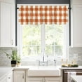 thumbnail image 2 of Watercolor Buffalo Plaid Farm Kitchen Curtain Valance, Window Curtain Valance Rod Pocket, 1 Panel Small Valances Window Treatment for Bathroom Living Room Cafe (54x18in Fall Orange), 2 of 5