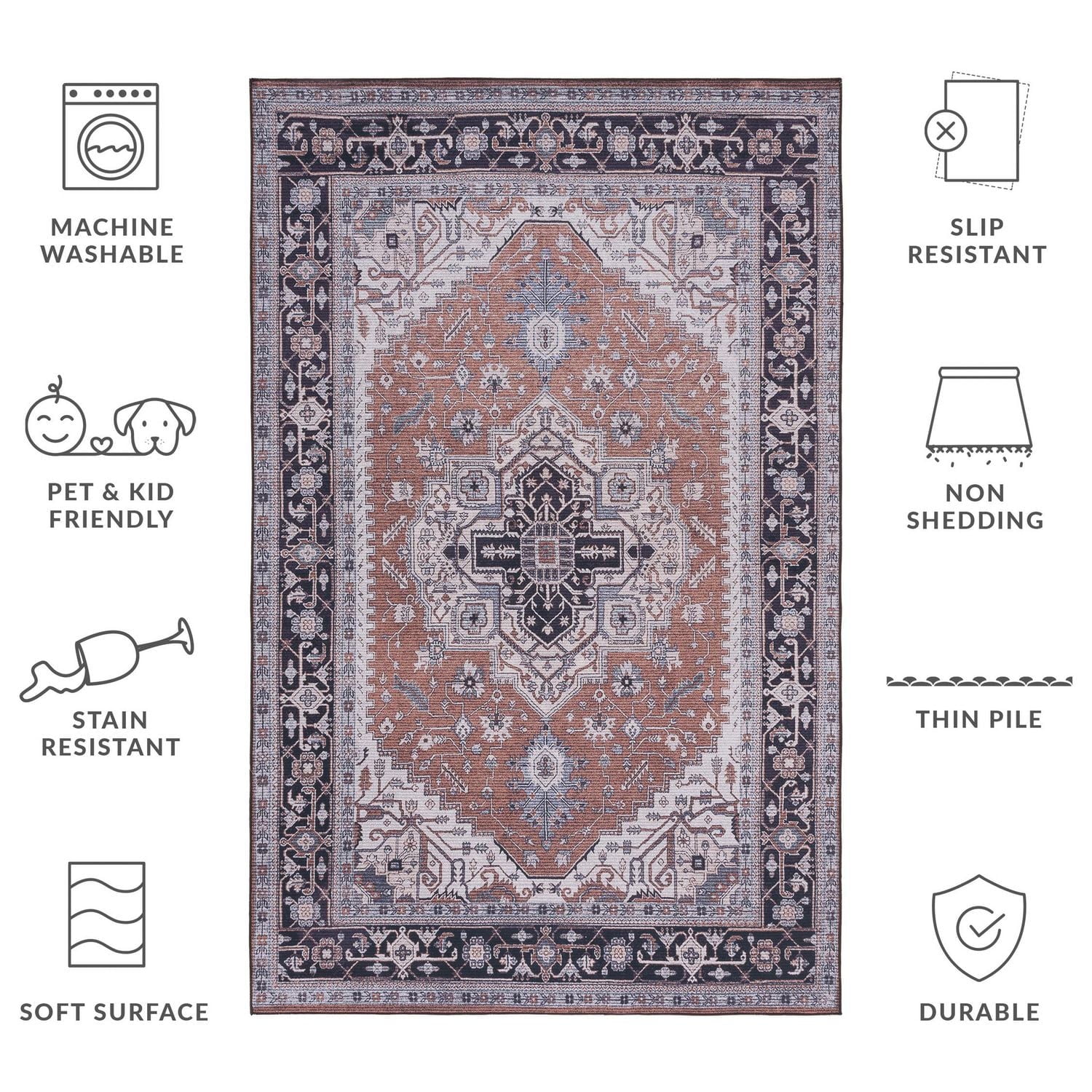 SAFAVIEH Tucson Drew Traditional Machine Washable Area