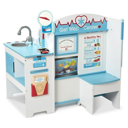 UPC: 0000772318006 | Melissa & Doug Wooden Get Well Doctor Activity Center – Waiting Room Exam Room Check-In Area – FSC-Certified Materials