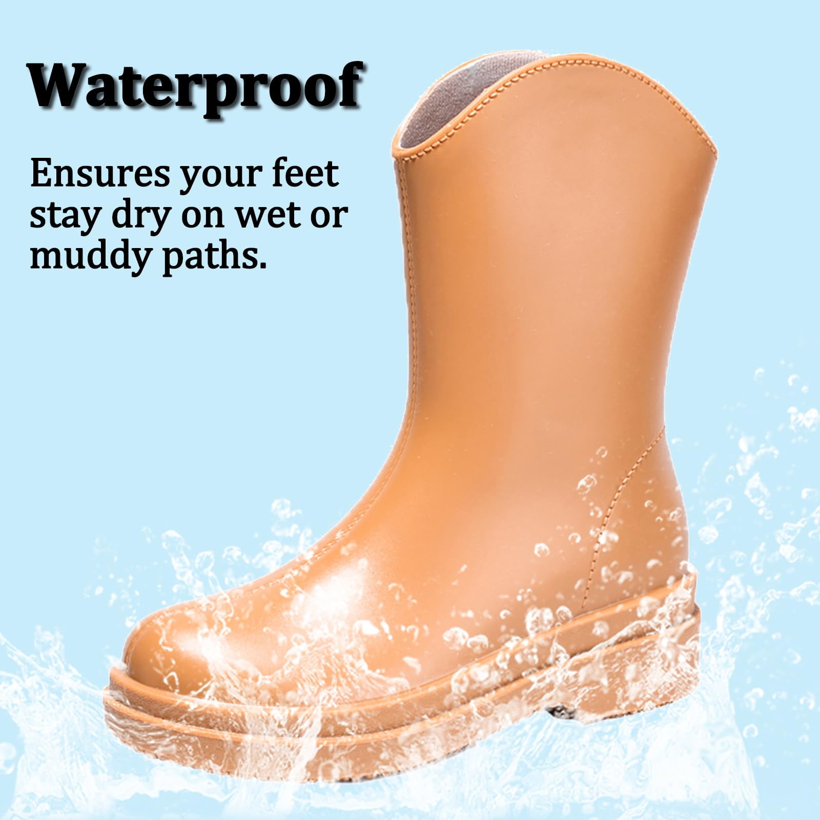 AUXDIQ Rain Shoes Women Mid-calf Boots Waterproof Rain Boots Outdoor Garden Shoes