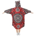 thumbnail image 2 of Abstract Red Black Geometric Pattern Flannel Wearable Blankets Hooded Design Long Sleeves Wrap Unisex for 3T-14Y M, 2 of 7