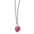 thumbnail image 1 of Beautiful Sterling Silver Rhodium-plated Enamel Strawberry 15.75in Necklace, 1 of 2