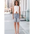 thumbnail image 4 of Women'S Sleeveless Round Neck Slim Fit Ribbed Button Vest White M, 4 of 8
