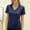 Dark Blue, variant on Womens Workout Tops Boxy Crop Cap Sleeve V Neck Basic Oversized Tshirts for Women Beige L