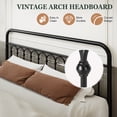 thumbnail image 3 of Amolife King Bed Frame, Metal Platform Bed with Vintage Curved Iron-Art Headboard, Easy Assembly, Black, 3 of 7