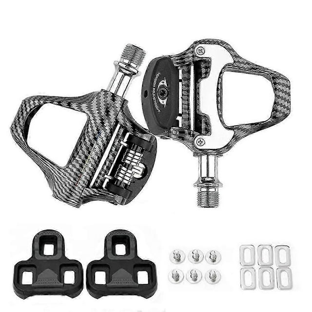 Ultralight Road Bike Clipless Pedals Carbon Fiber Plain Pattern With Sealed Bearings For Look Syst