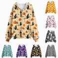thumbnail image 5 of Towmus Women Long Sleeve Halloween Graphic Crewneck Tops Casual Zip Up Hooded Sweatshirts, 5 of 6