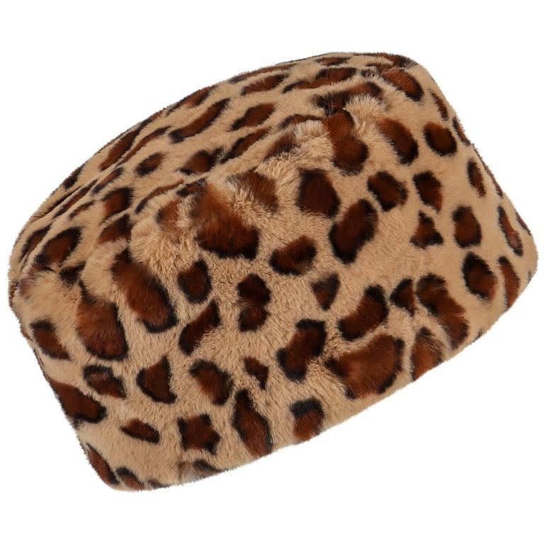 Pullimore Women Winter Leopard Print Hat Fashionable Keep Warm Plush Cap Outdoor Plush Hat, Adult Unisex, Size: One size, Yellow