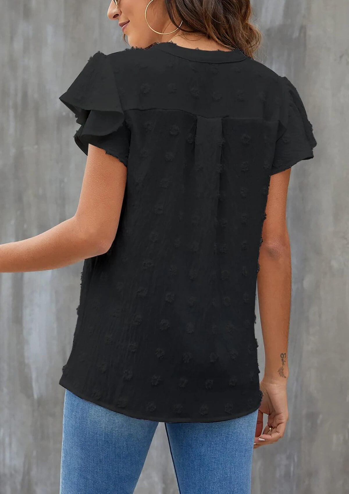 Fantaslook Blouses for Women Dressy V Neck Ruffle Sleeve Summer Tops Casual Flowy Shirts