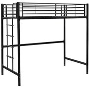 Twin Metal Loft Bed Frame for Kids/Adults/Teens, Space-Saving Design, Black