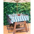 thumbnail image 3 of Outdoor Tablecloth with Umbrella Hole and Zipper 60 x 120 Inch Sky Blue Ripples Stripes Table Cover for Rectangular Tables Waterproof Tabletop Collection for Patio Garden Picnic Camping, 3 of 6