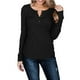 thumbnail image 1 of Camisa pulóver para mujer, manga larga, Color puro, informal, botón delgado, túnica de otoño de punto acanalado frontal para otoño primavera negro L, 1 of 6