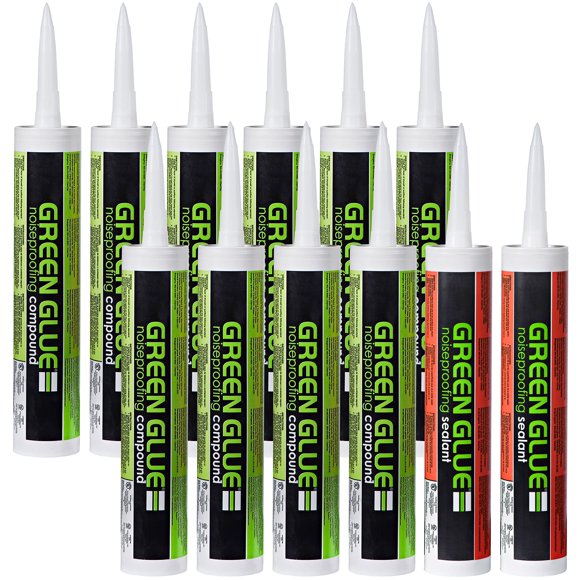 12 Pk Soundproofing Damping Compound and Acoustical Caulk Bulk Set - 10 Tubes Green Glue Noiseproofing Compound and 2 Tubes Adhesive Sealant for Noise Dampening and Sound Insulation