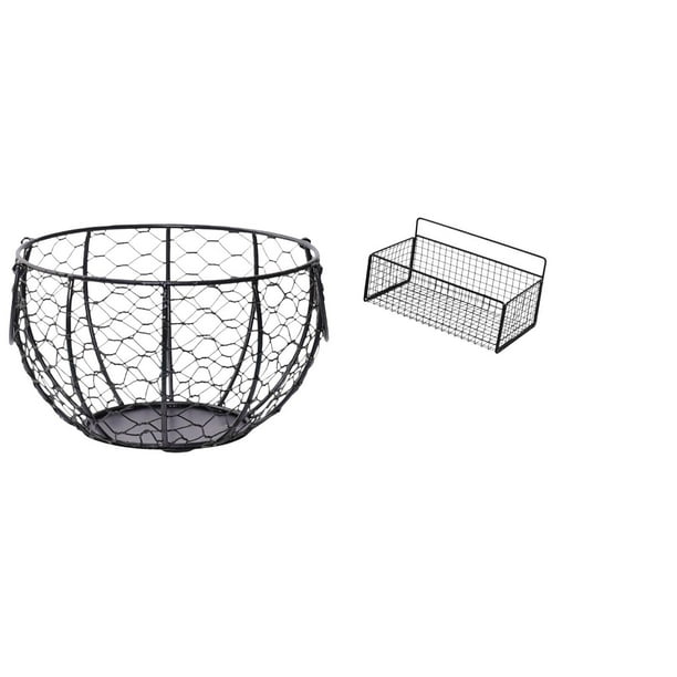 Cesta de huevos,Cesta multiusos para huevos,cesta tejida de alambre de hierro,Cesta de almacenamiento colgante,Cesta de almacenamiento para gabinete organizador de pared colgante,Estantes de