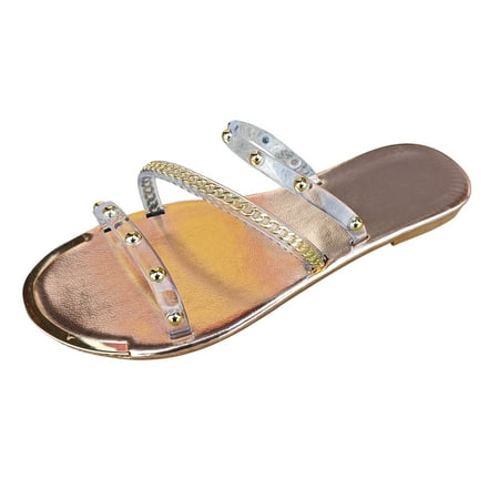 

Women s Slipper Socks Ladies Fashion Summer Transparent Metal Chain Decorative Flat Bottom Open Toe Sandals