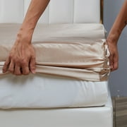 ANMINY 4-Piece Satin Silk Bed Sheet Set, Queen – Deep Pocket Khaki