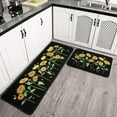 thumbnail image 3 of Sunflower Black Kitchen Mat Set - Spring Summer Non-Slip Absorbent Sink Mat, Waterproof Runner Rug for Laundry Room, Set of 2 (17x30+17x48), Perfect for Brightening Up Your Kitchen, 3 of 6