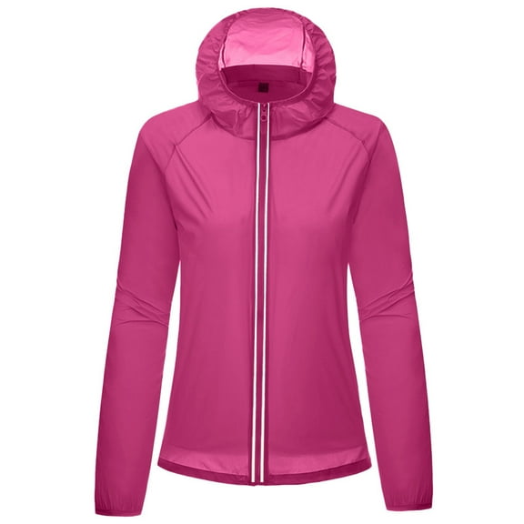 Aldult Unisex Outdoor Windproof Jacket Long Sleeve Hooded Thin Top Light Rainproof Windbreaker Solid Skin Coat for Women