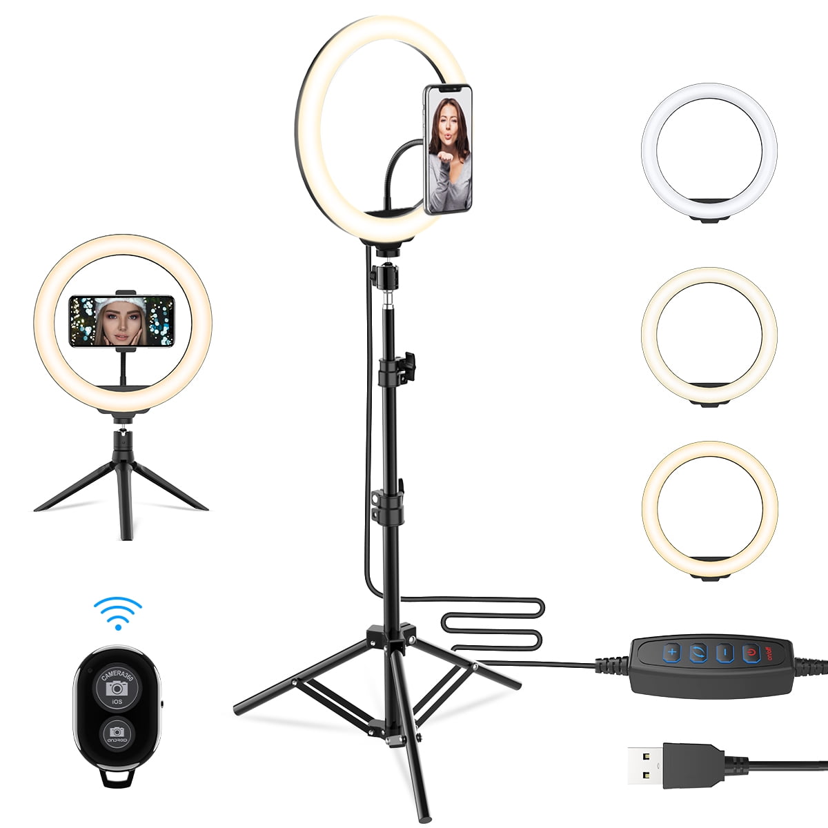 10'' LED Ring Light Dimmable Lighting Kit Phone Selfie Tripod Stand Lamp Live UK