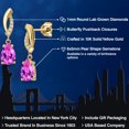 thumbnail image 2 of Gem Stone King 10K Yellow Gold Pink Created Sapphire and Lab Grown Diamond Stud Dangle Earrings for Women | 2.01 Cttw | Gemstone September Birthstone | Pear Shape 8X5MM, 2 of 6
