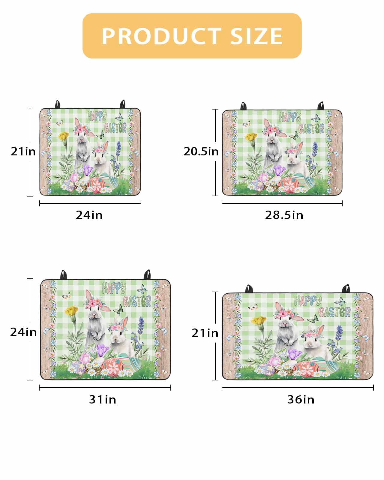 Large Induction Cooktop Protector Mat Easter Stove Top Covers for Electric Stove, Spring Rabbit Botanical Flowers Eggs Plaid Decorative Stove Burner Cover Mats, Glass Top Stove Cover