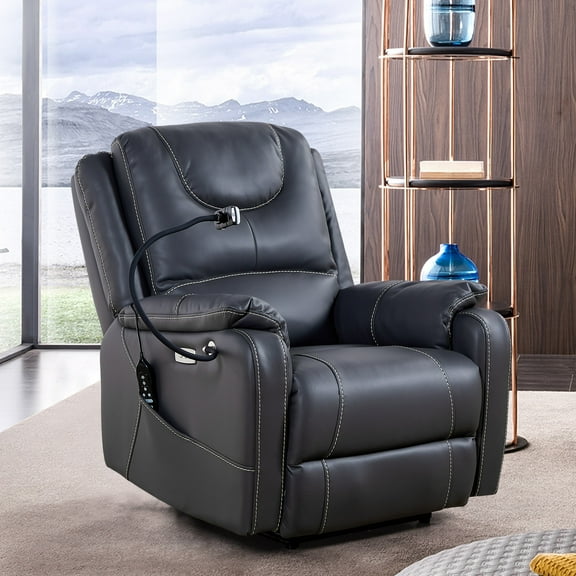 MAYEERTY Zero Gravity Electric Recliner Chair with Massage & Heat, Phone Holder, Side Pockets & USB Ports for Comfy