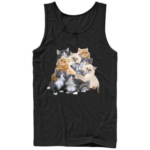 Men's Lost Gods Cute Kitten Group Hug  Tank Top Black 2X Large