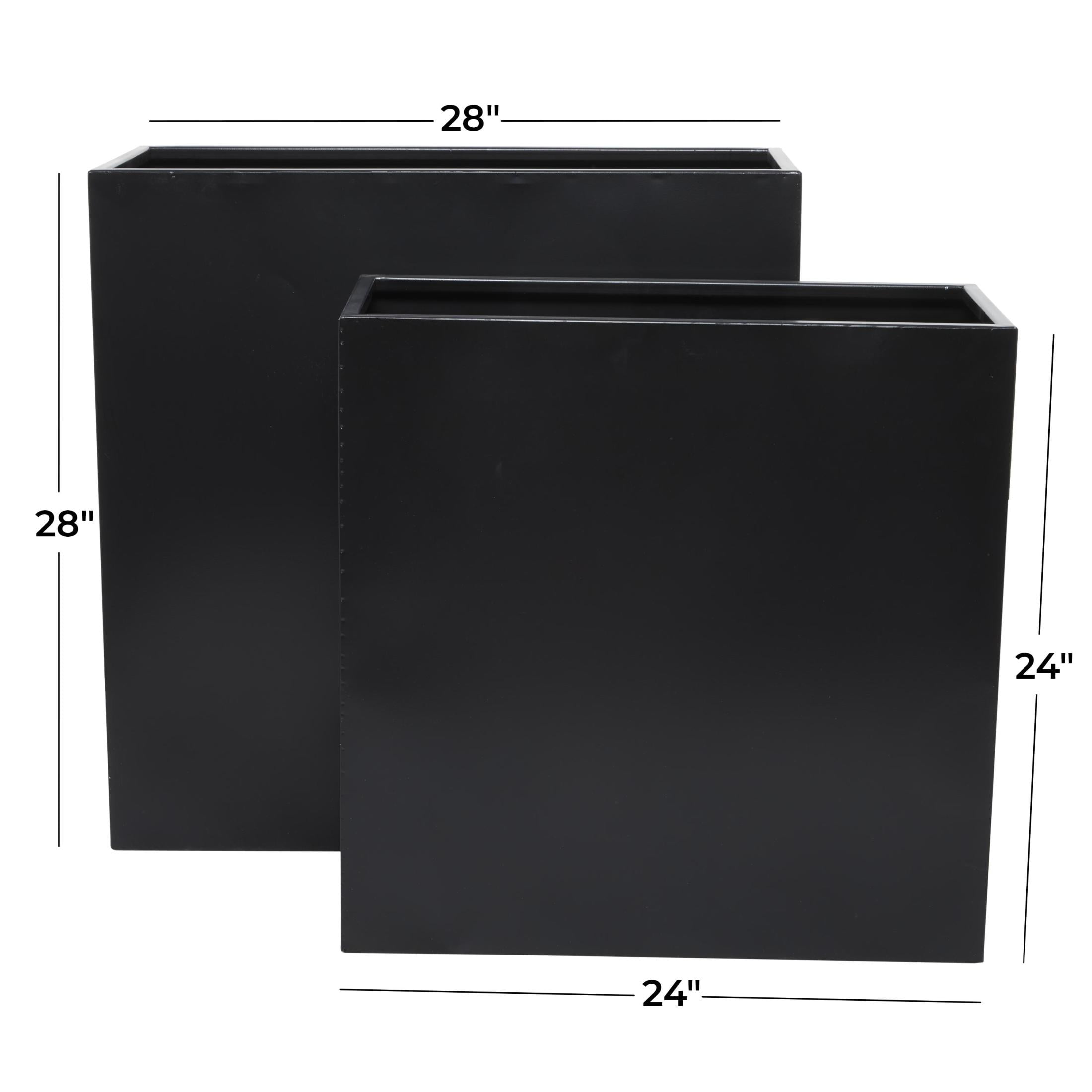 DecMode 28", 24"H Black Metal Planter (2 Count)